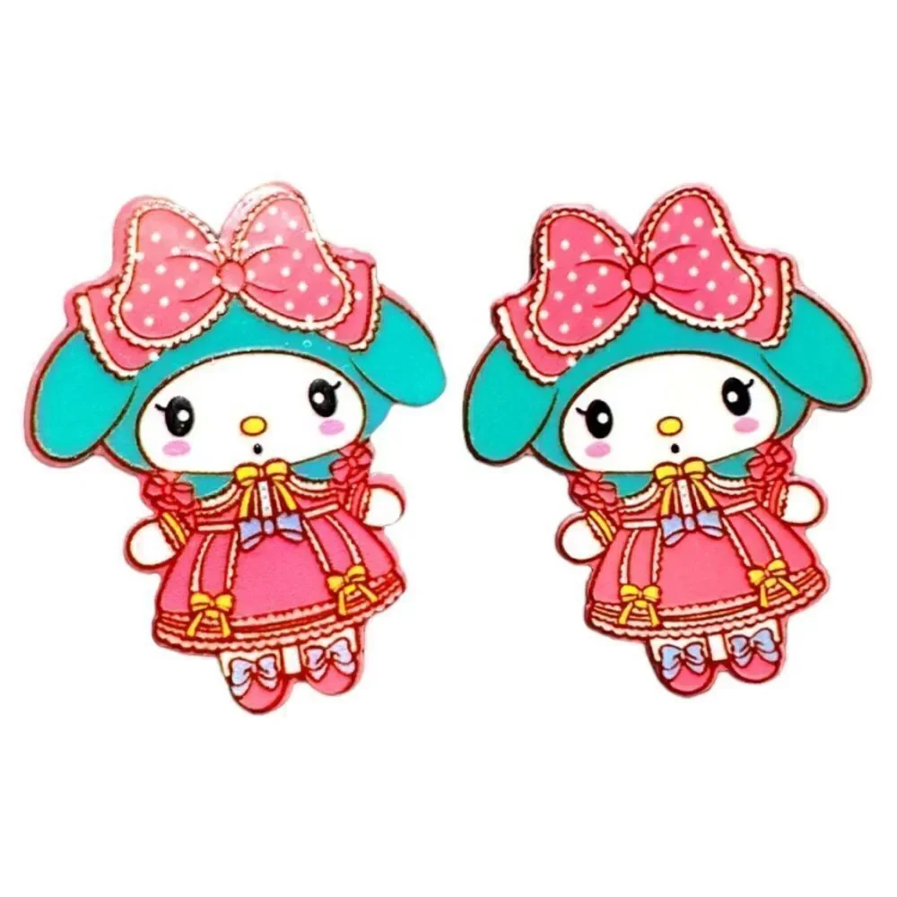 My Melody Hair Clips 2 Pcs – Cute Sanrio Acrylic Barrettes with Pink Bow